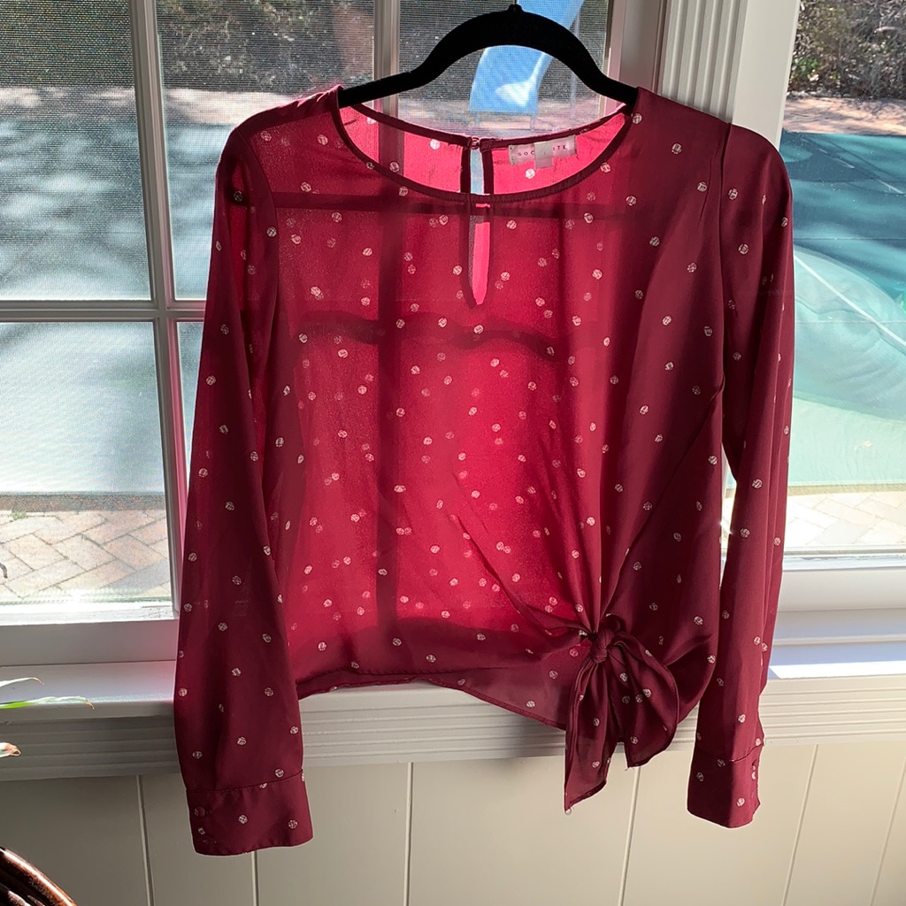 Ruby Colored With White Pattern And Side Knot
